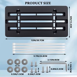 HQRNYP Front License Plate Bracket Holder, License Plate Frame, Universal Bumper Car Frame Mount Adapter with Screws & Wrench, Car Accessories Automotive Tag Holder Mounting Kit for Most Vehicles