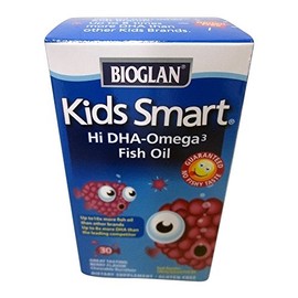 BioGlan Kids Smart Hi DHA Omega-3 Fish Oil, Chewable Burstlets, Berry 30 ea (3-pack)