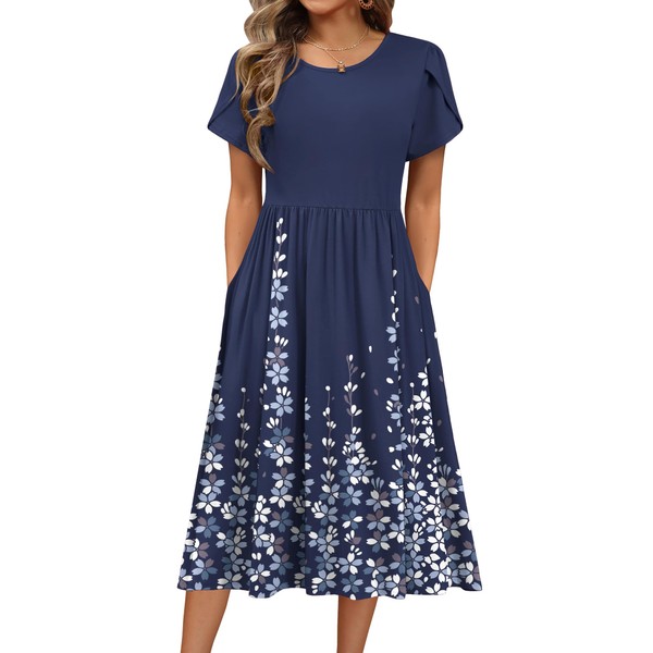 HOTOUCH Women's Casual Dress Aline Midi Flowy Floral Summer Loose