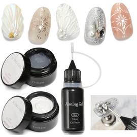 Coikaze Icing Gel, 0.4 oz (10 g), Visual Gel, 0.4 fl oz (10 ml), Gel Nails, Clear, White, Non-Wipe, Fix Nail Parts, Nail Art, Fills Gaps, Bijou Nails, Clear Gel Nails (Set of 3)
