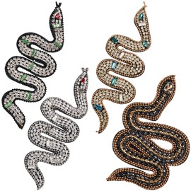 GORGECRAFT 1 Box 4Pcs 4 Styles Snake Applique Rhinestone Bling Crystal Snake Shaped Rhinestones Trim Ribbon Decorative Repair Embroidered Sew on Patches for Bags Garments Dress DIY Crafts Clothing