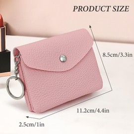 WishLotus Coin Purse, Soft Women Wallet with Key Chain,Change Purse for Change Coin Key, Coin Pouch for Women Girl Female Friends (Pink)