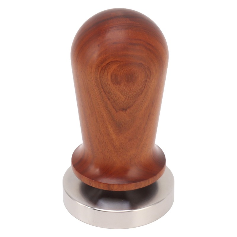 Coffee Tamper with Flat Stainless Steel Base Wooden Handle Coffee