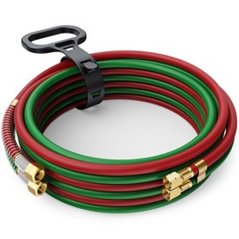 ARCCAPTAIN Grade T Oxygen Acetylene Hose, 1/4" x 25 FT with 9/16"-18 B Fittings and Spring Guards, Welding Torch Hose for Oxy Acetylene Flame Welding and Cutting