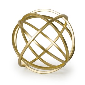 DreamsEden Geometric Sculpture, Gold Decorative Metal Sphere Modern Home Decor Accent for Table Shelf Living Room Desk, 6.3 Inches