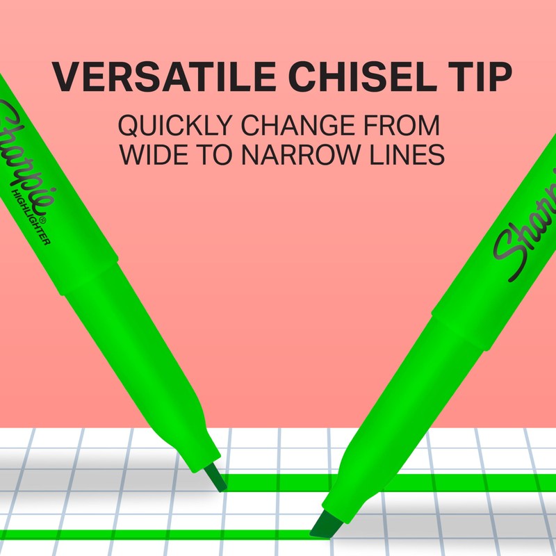 Sharpie Pocket Highlighters, Chisel Tip, Quick Dry, Assorted Fluorescent Colors,