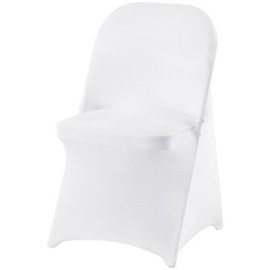 Happybuy 12PCS Stretch Spandex Folding Chair Covers, Universal Fitted, Removable & Washable Slipcovers, Protective Chair Covers for Weddings, Holidays, Banquets, Parties, Celebrations, Dining (White)