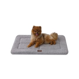 Joydeco Low Profile Dog Crate Mat Reversible Bed Pad, Washable Dog Pad Mat with Ultra Soft Fleece, Compact Design Kennel Beds Mats for Medium Small Pets, 73x53cm, Light Gray