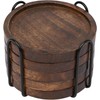 SAMHITA Mango Wood Coasters for Drinks with Iron Holder Stand