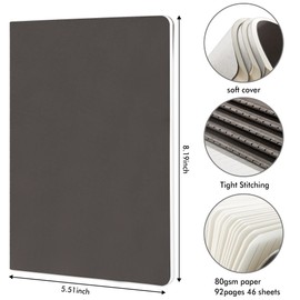 feela 36 Pack Soft Cover Journal Bulk, Lined Blank Travel Journal for Women Men Writing, Notebooks College Ruled for Work, Note Taking Notebook School Business Supplies, 8.2” x 5.5”, A5, Gray