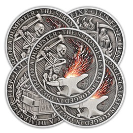 5Pcs Skeleton Dumpster Fire Coin, Grim Reaper Dumpster Fire Challenge Coin - Funny Office Desk Accessories - Novelty Coins Pocket Token - Inspirational Office Gifts for Men Women