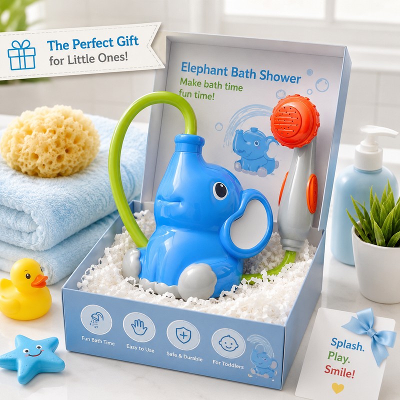 Cute Elephant Bath Shower Toy for Toddlers – Rotatable Water