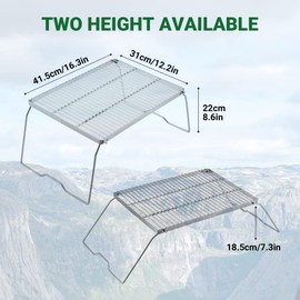 YETO Folding Campfire Grill 304 Stainless Steel Grate Heavy Duty Bushcraft Portable Camping Grill with Legs Carrying Bag for Outdoor Camping Cooking 16.3"x 12.2" x 8.6"