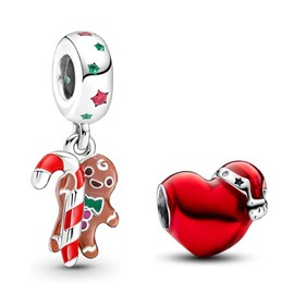 PHCLASY Heart Family Charm Pendant Christmas Bead Charms 925 Sterling Silver Pendant for European Bracelets and Necklaces for Women, Cubic Zirconia