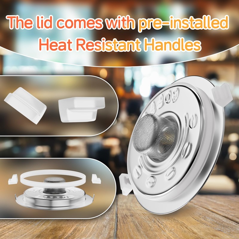 Nessus 8 Pack Silicone Gasket and Lid for Stainless Steel