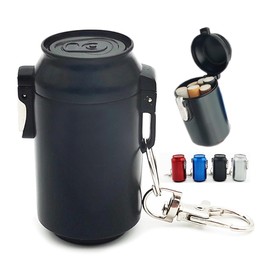 NGELOM Portable Ashtray, Stylish, Odorless, One-Touch, Airtight, Carabiner, Aluminum, Rustproof, Pressure Proof, Moisture Resistant, Outdoor, Car, Casual, Mini Ashtray, Portable, Carry, Butt Holder