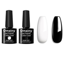 Omainy Semi-Permanent Nail Polish Semi-Permanent Nail Polish Nail Polish UV LED Gel Nails (Black and White)