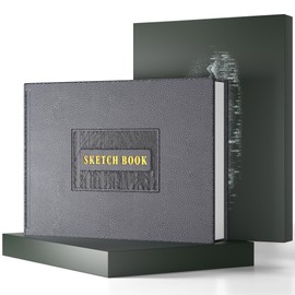 CAGIE Hardcover Sketch Book for Drawing, Art Paper Sketchbook 185 GSM, 11.7" x 8.9" Large Sketchbook with Thick Paper Sketchbook for Artist Drawing, Boxed for Gifts, 60 Sheets, Grey