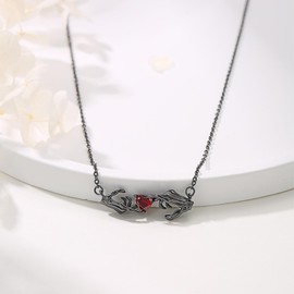 Skull Necklace for Women 925 Sterling Silver Skeleton Hand Pendant Necklace Gothic Necklace with Zircon Skull Jewelry Gift for Women