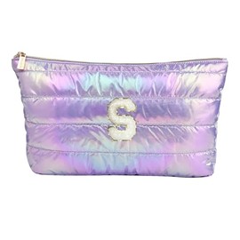 Hiroyuki Iridescent Quilted Makeup Bag (S, purple)