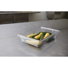 Rubbermaid Commercial Products Large Shallow Food Storage Container for Kitchen Restaurant Use, 5 Gallon Clear, 26 x 18 x 3.5 inches