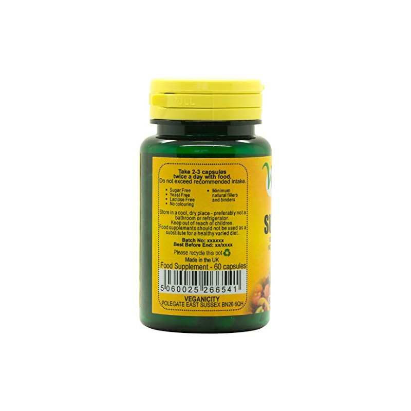 Veganicity SuperGreens 500mg Capsules : Superfood General Health & Well-Being