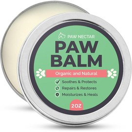 Dog Paw Balm Heals, Cracked & Damaged Paws - 100% Organic & Natural Cream Butter, Wax, Moisturizer, 2 Oz