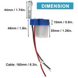 DIANQI Auto On Off Photocell Night Light Switch Photoswitch Light Sensor Switch (2PCS AC/DC 110V 10A)