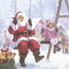 20 Serviettes Santa Claus When Swing Girl Child Winter Christmas Table Decoration 33 x 33 cm