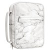 White Marble Bible Case, PU Leather Bible Cover 7.5x10x2.5 inches,
