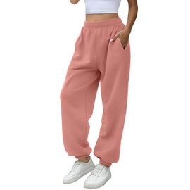 ATHMILE Women's High Waisted Sweatpants Workout Active Joggers Pants Baggy Lounge Bottoms Pink
