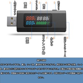 Current and Voltage Checker, USB Current and Voltage Tester, USB A Digital Tester, Color Disp Current and Voltage Test Range: 0 - 6.5 A, 0 - 6.5 A, Supports Fast Charging 65 W/120 W (Black)