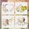 4pcs Heart-Themed Patterns Wall Stencils Template Reusable Spray PaintStencils for