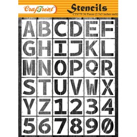 CrafTreat Reusable Stencil - Interlocking Alphabet Letters 36 pcs - 3x3 Inch for Painting on Wood, Wall, Tile, Canvas, Paper, Fabric, Floor and DIY