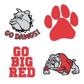 Sports Spirit Temporary Tattoos/ 100 Mini Team & School Spirit Designs/Skin Safe/Removable (Red Dawgs)