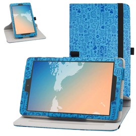 Bige for Alcatel Joy Tab 2 Case, 360 Degree Rotary Stand with Cute Pattern Cover for 8" Tablet, Blue