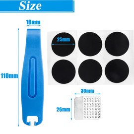 Eyech Bike Tire Repair Kit, 6Pcs Glueless Patches & 3Pcs Tire Levers with Metal Rasp, Compact Bicycle Inner Tube Patch Kit for Road & Mountain Bikes