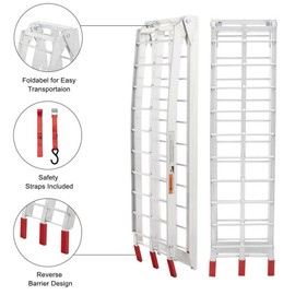 Ainoli 2pcs 7.5ft Folding Motorcycle Aluminum Arched ATV Loading Ramps lb Capacity