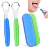 Limpiador de Lengua, 2 de Acero Inoxidable con Estuches (Azul;