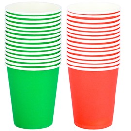 XNHIU 40 Pieces 9 Ounce Paper Cups Christmas Red and Green Paper Cups Disposable Party Cups (Red, Green)