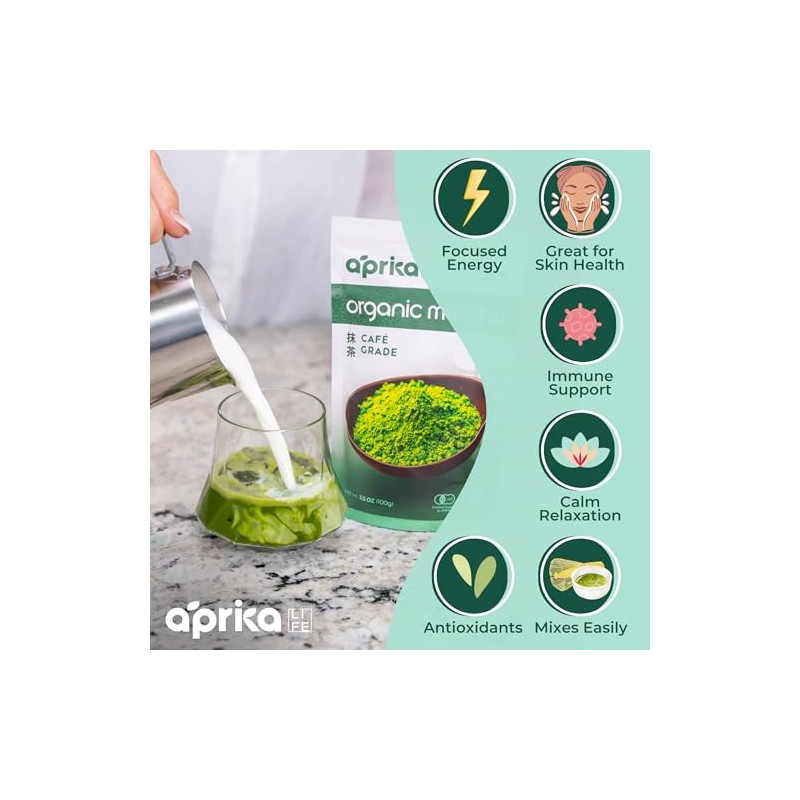 AprikaLife Organic Matcha Powder - Premium Japanese Green Tea