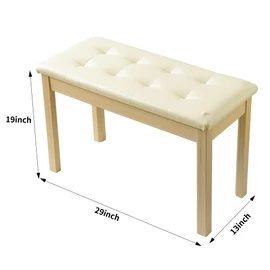 ZHRUNS Duet Piano Bench Wooden Keyboard Bench with Storage Compartment, 29''Piano Chair Seat with Padded Cushion, Long Piano Stool Beige