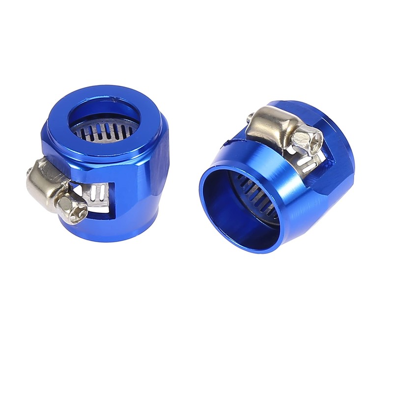 X AUTOHAUX 4pcs AN10 Hex Blue Car Hose Finisher Clamp