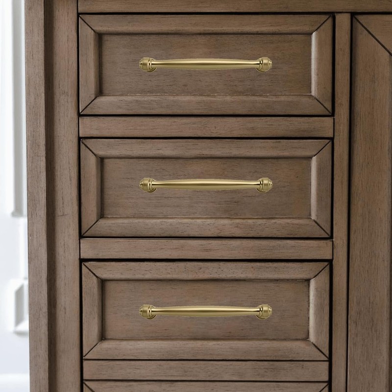 khtumeware 2 Pack 3-3/4 Inch(96mm) Brushed Brass Cabinet Pulls, Brushed