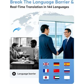 AI Language Translation Earbuds Real-Time, 144 Languages & Accents, Audifonos Traductores Inglés Español, Compatible with iOS & Android, Ideal for Travel, Business, Learning (Glossy Black)