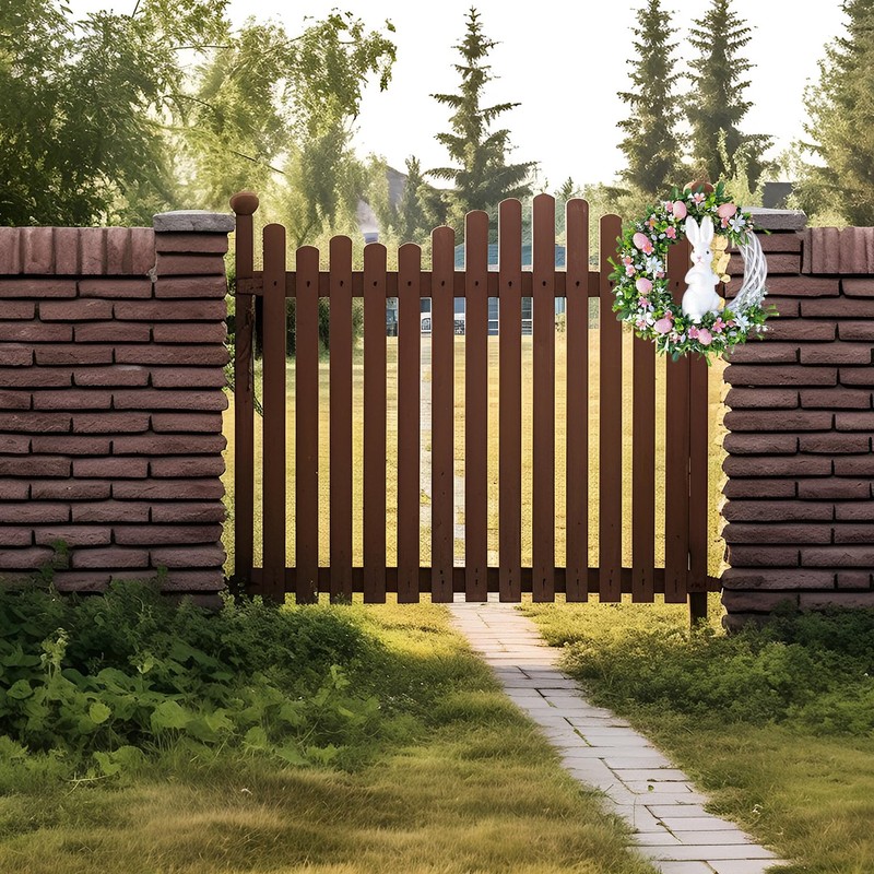 Bohue Easter Bunny Eggs Wreath Artificial Flower Wreath Front Door