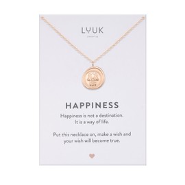 LUUK LIFESTYLE Hamsa hand I Turkish eye necklace with coin pendant, vintage style, lucky charm and symbol for protection, rose