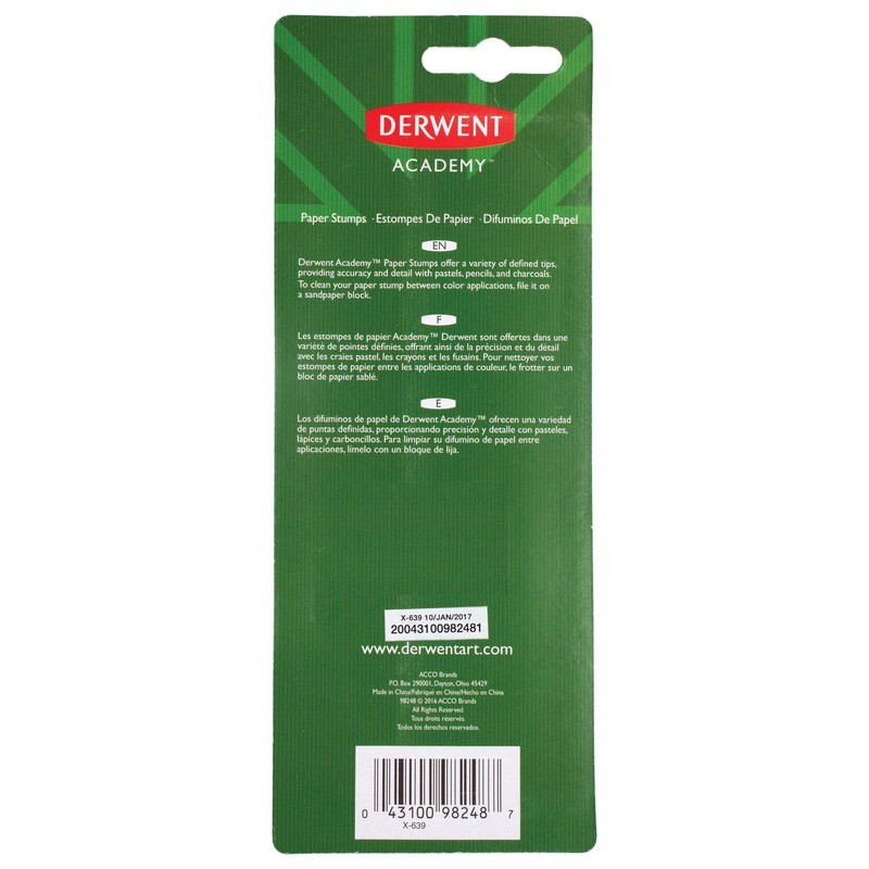 Derwent Academy Paper Stumps, Assorted Sizes, 3 Pack (98248)