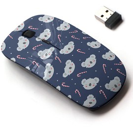 2.4G Wireless Mouse with Cute Pattern Design for All Laptops and Desktops with Nano Receiver - Christmas Cartoon Character Koala Print