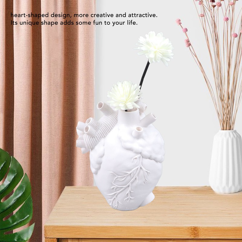 Creative Anatomical Heart Vases Resin Sculpture Heart Shaped Art Flower